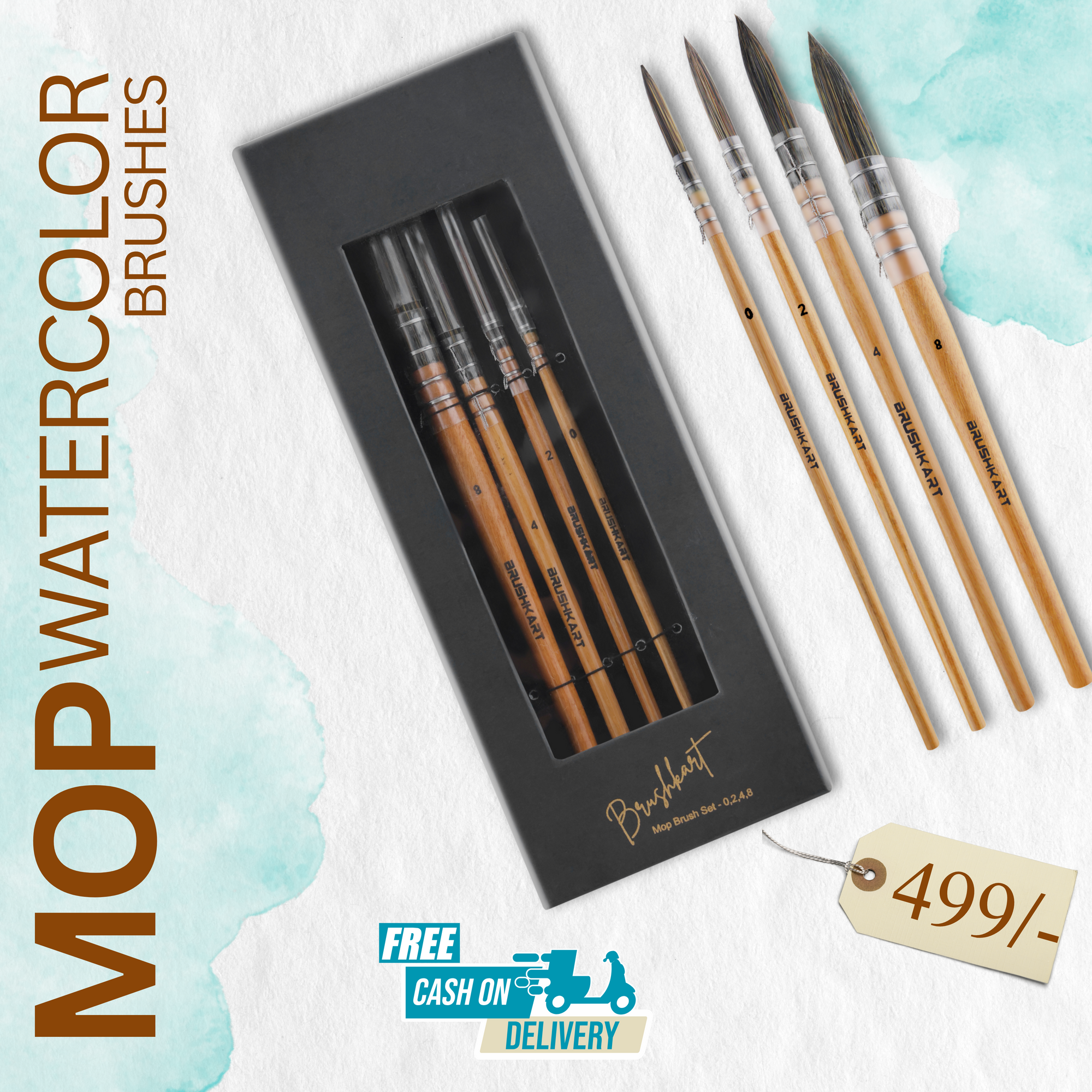 Artist MOP Brush Set of 4 for Watercolor Painting