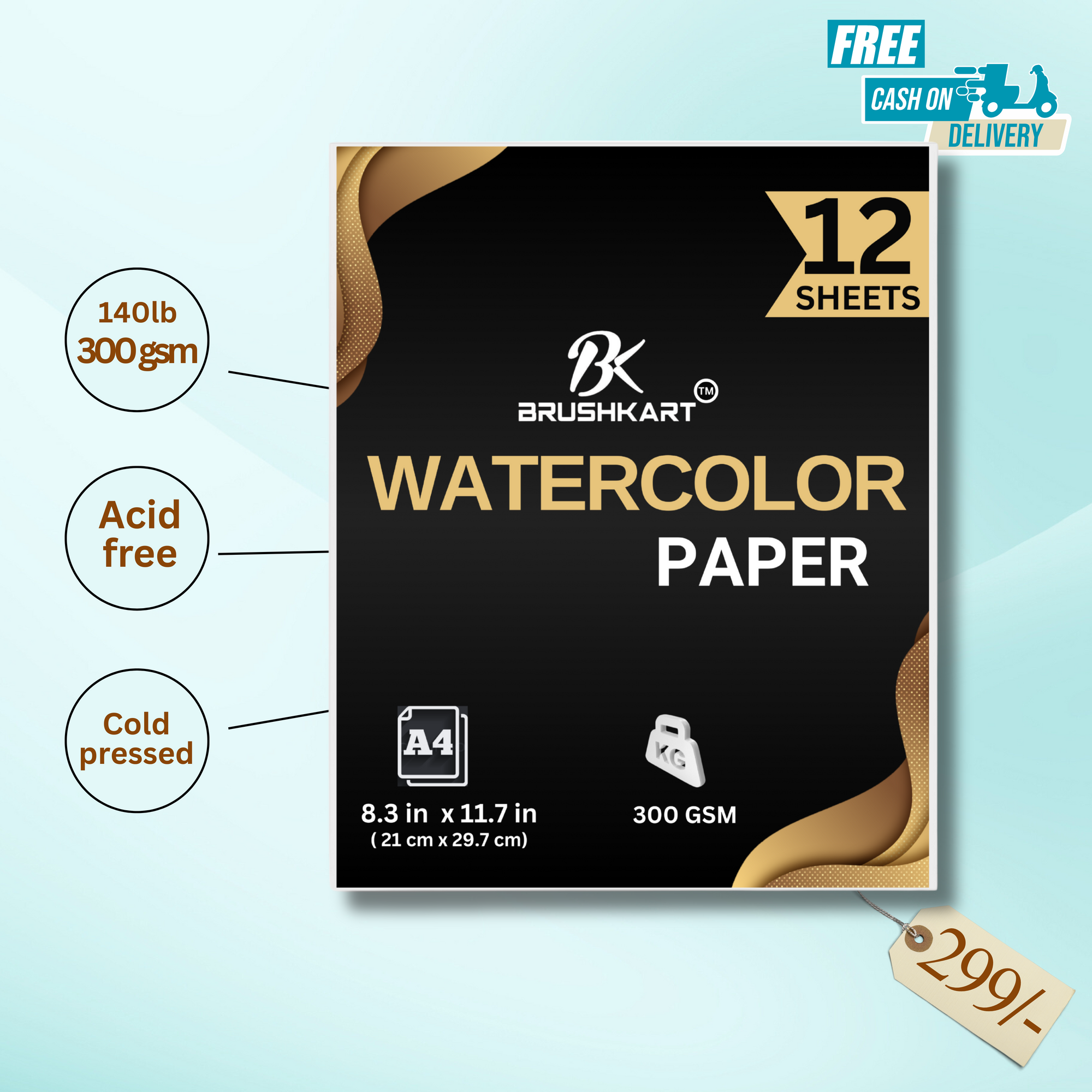 300 GSM Watercolor Papers 12sheets A4 Size