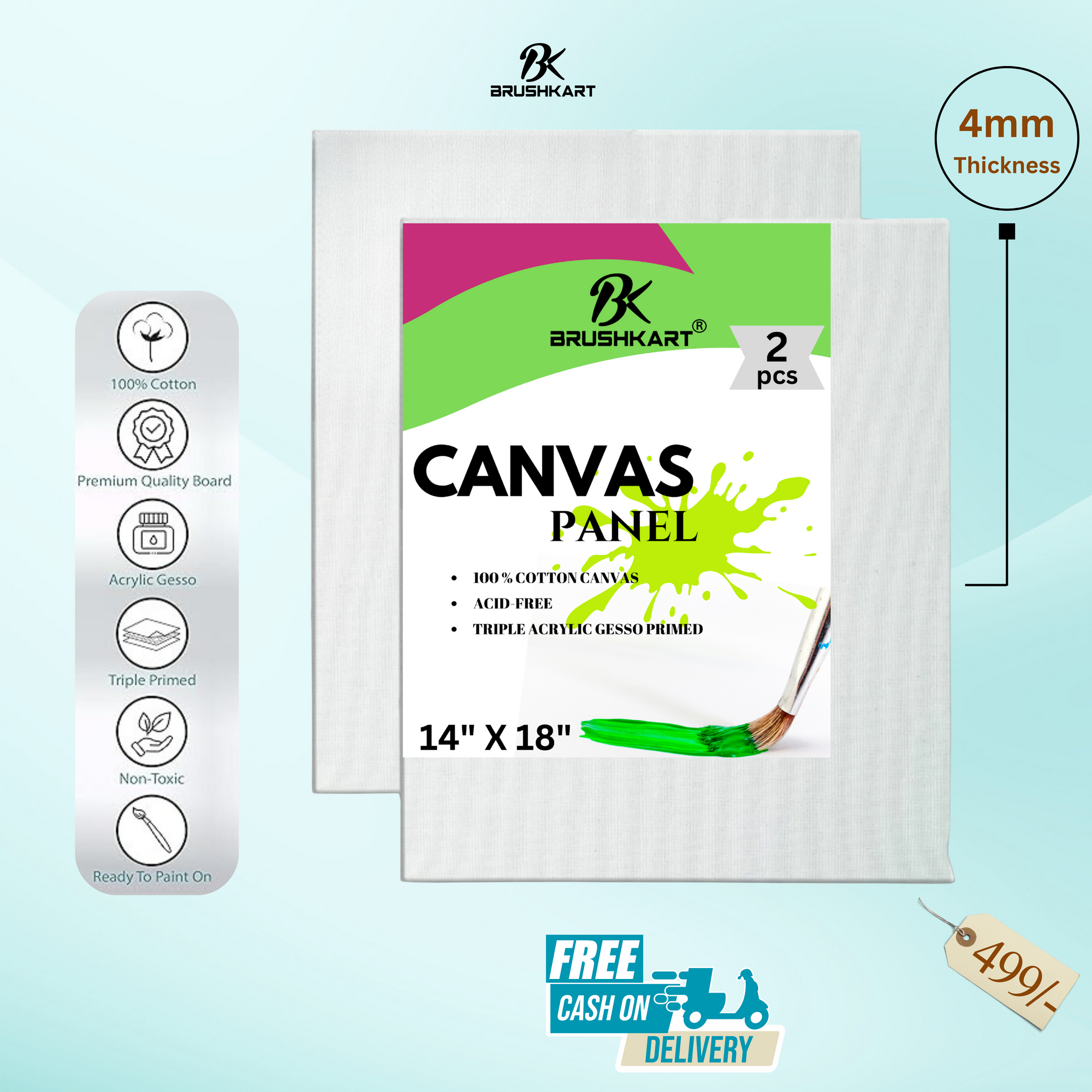 4MM mdf Board CANVAS BOARD Pack Of 6