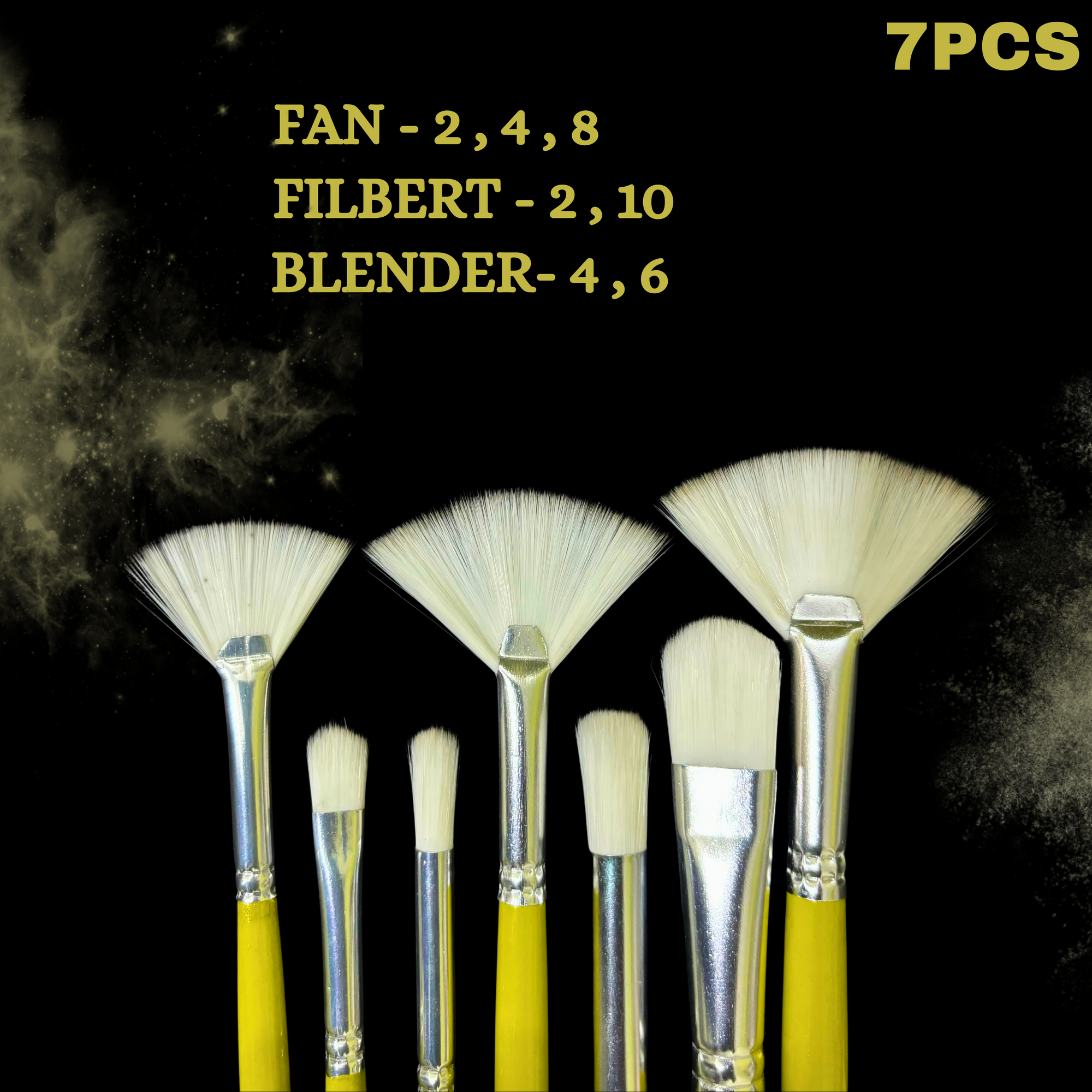 GENZ set of 7 FLAT  Premium Brushes with brush CLEANER