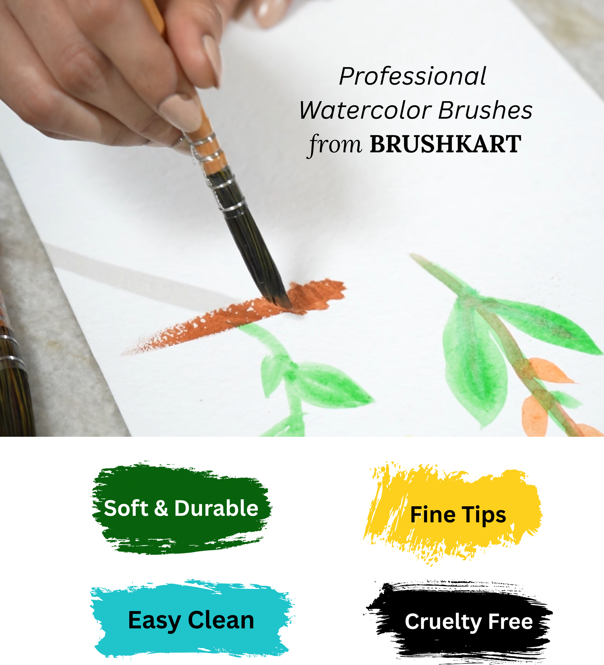 Artist MOP Brush Set of 4 for Watercolor Painting