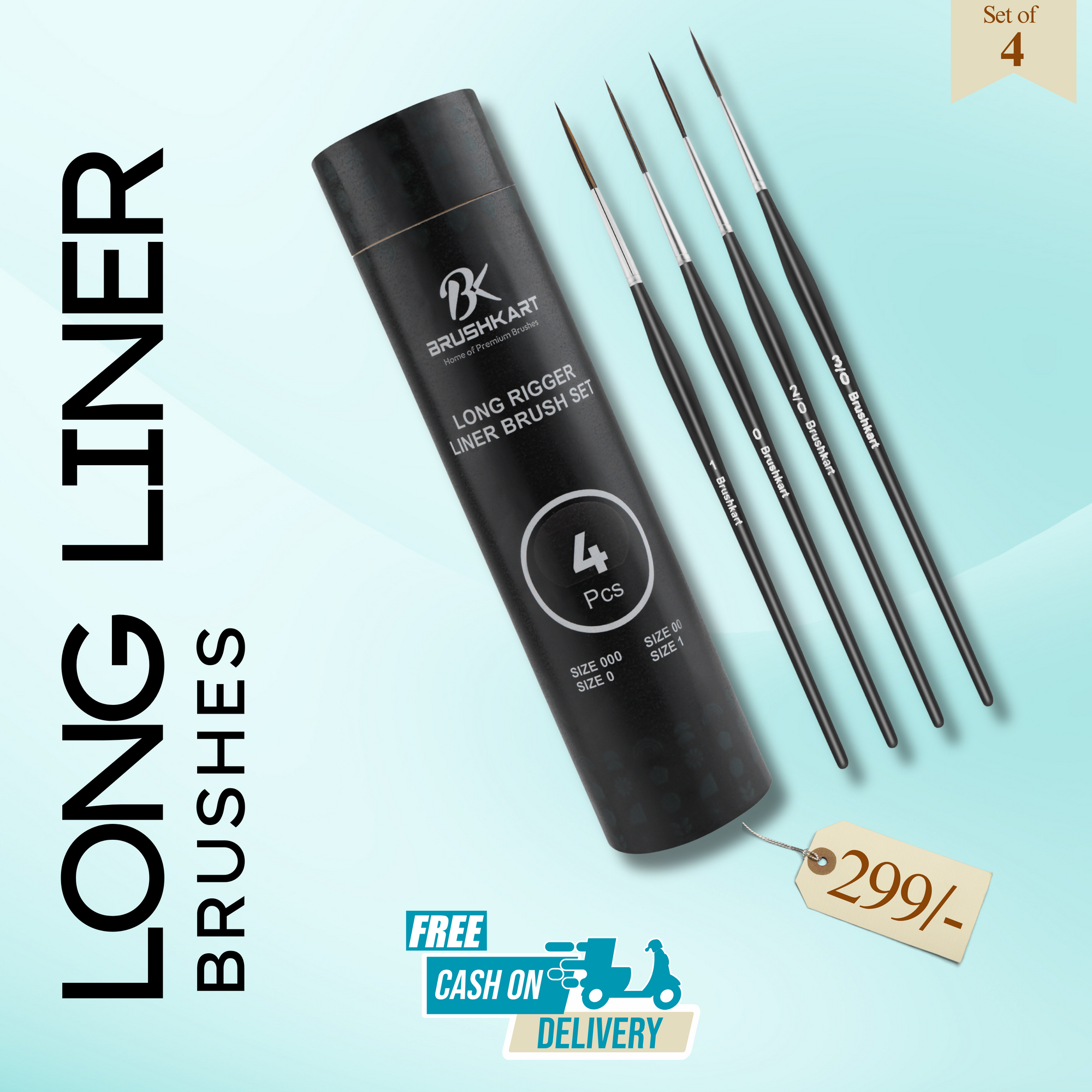 Long LINER PRECISION Brushes Set of 4