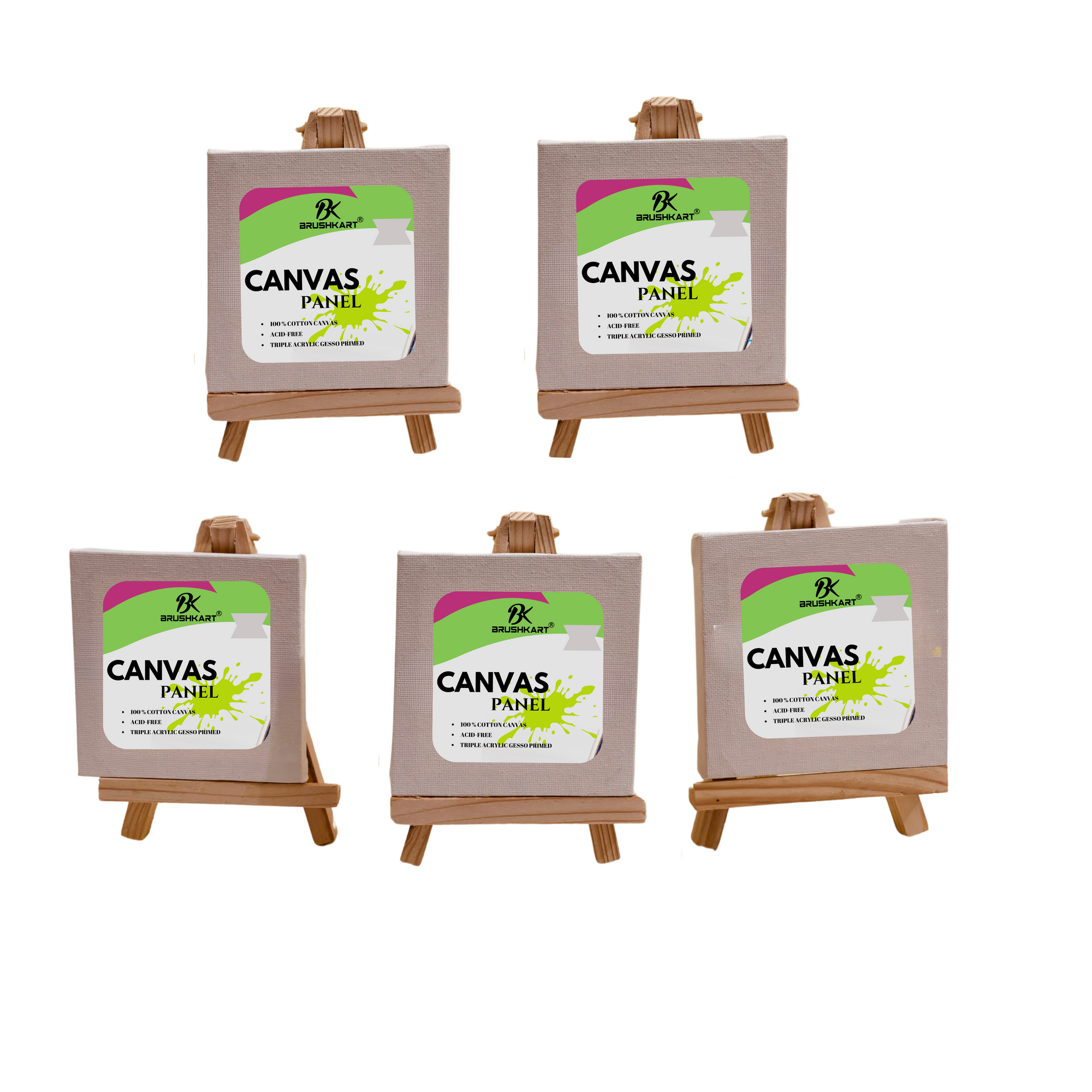 Mini Easel with Canvas Combo Pack of 5 for Painting, Decoration, Table top
