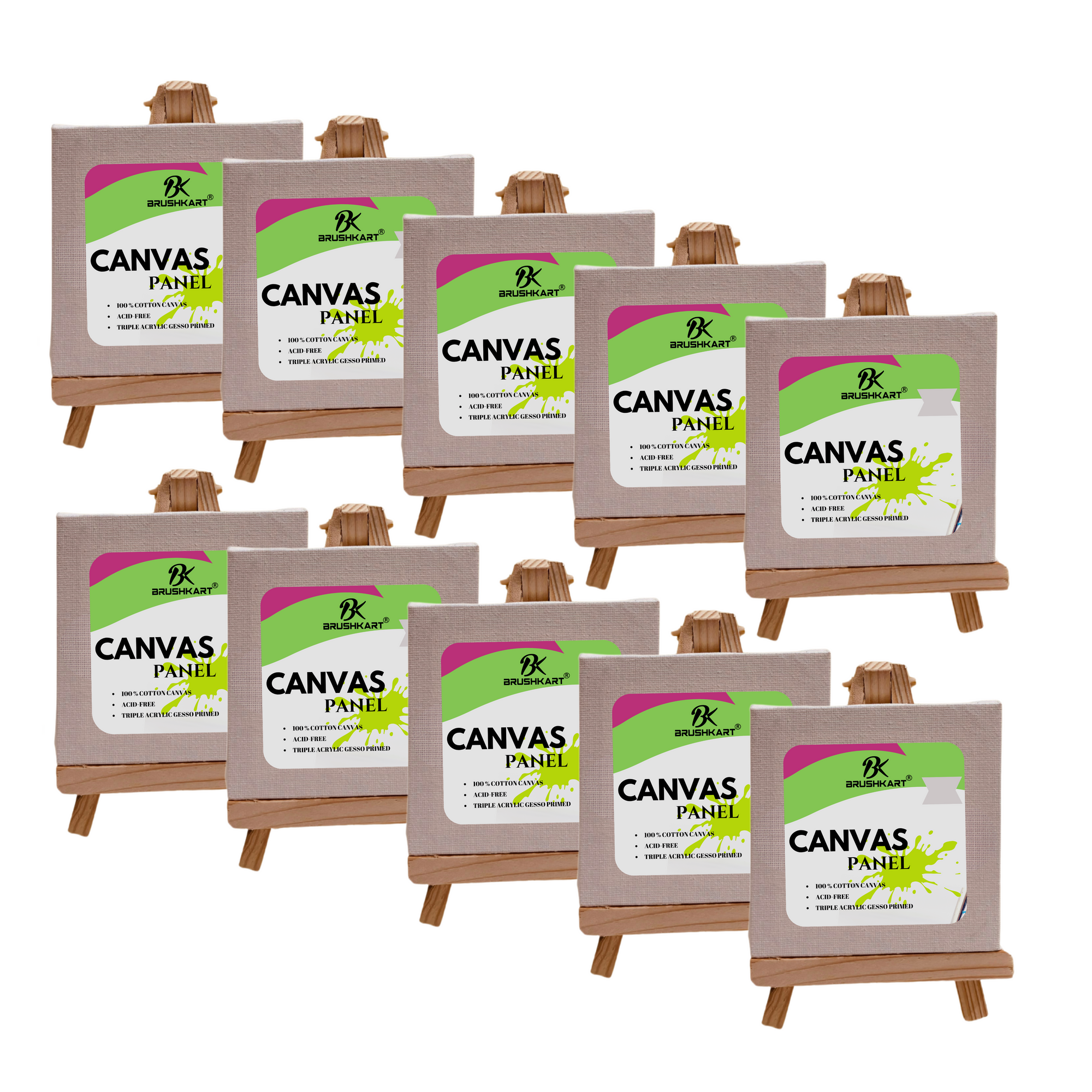 Mini Easel with Canvas Combo Pack of 5 for Painting, Decoration, Table top