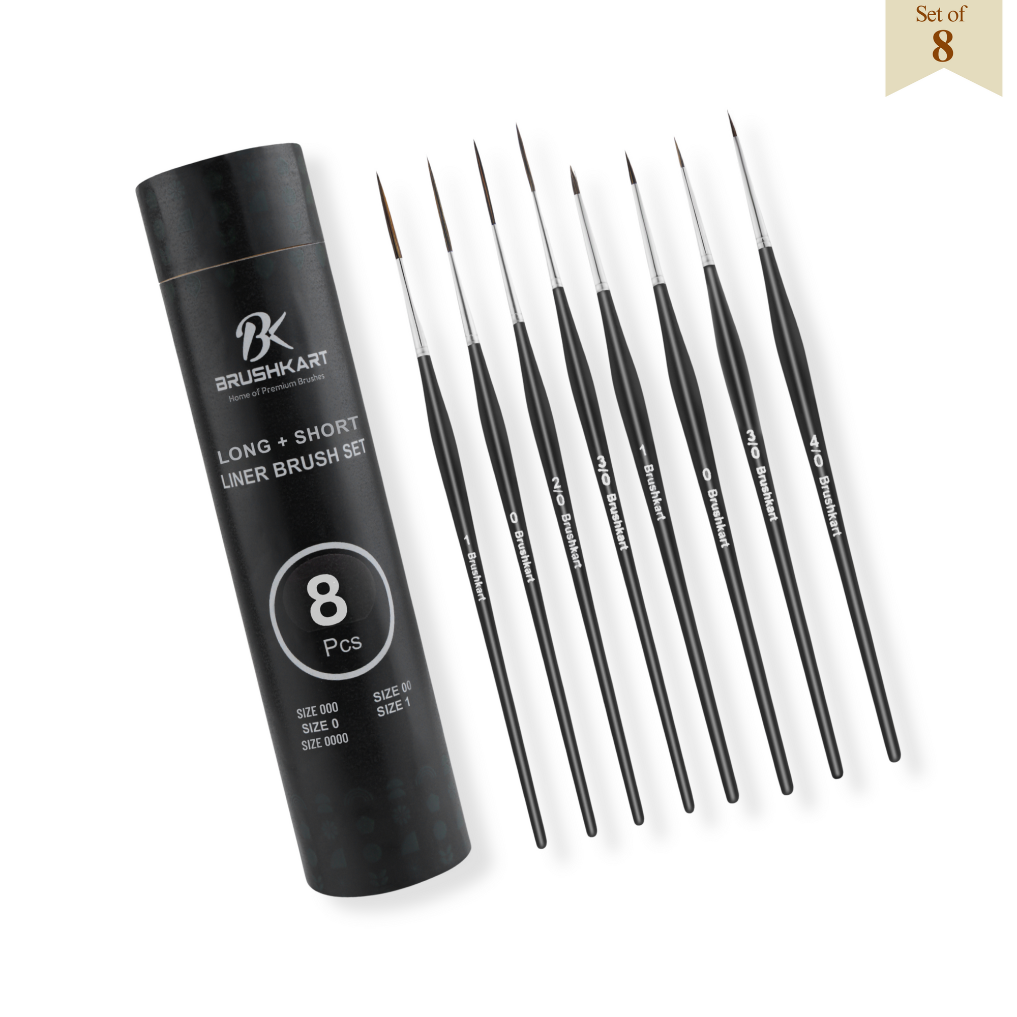 Long+Short LINER PRECISION Brushes Set of 8