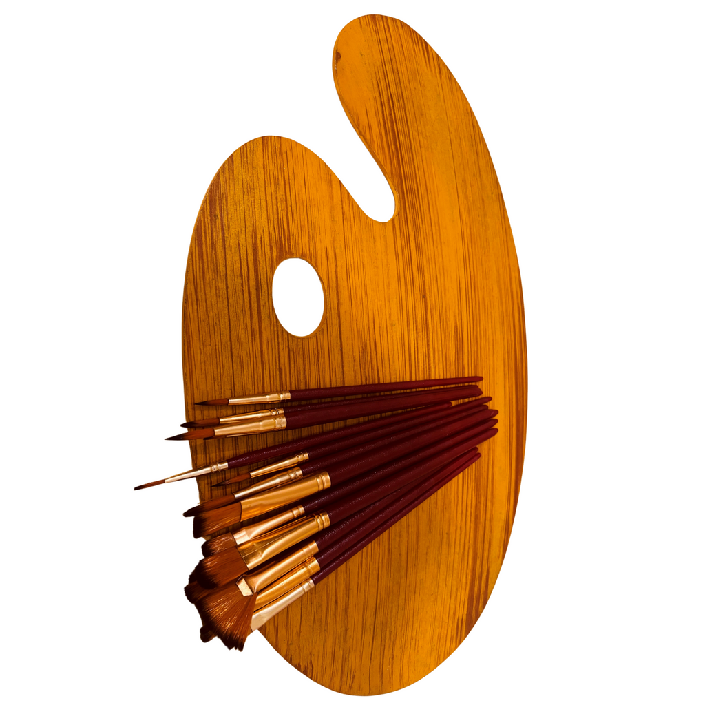 BrushKart 15 Pcs Painting Brush Set with Wooden Palette