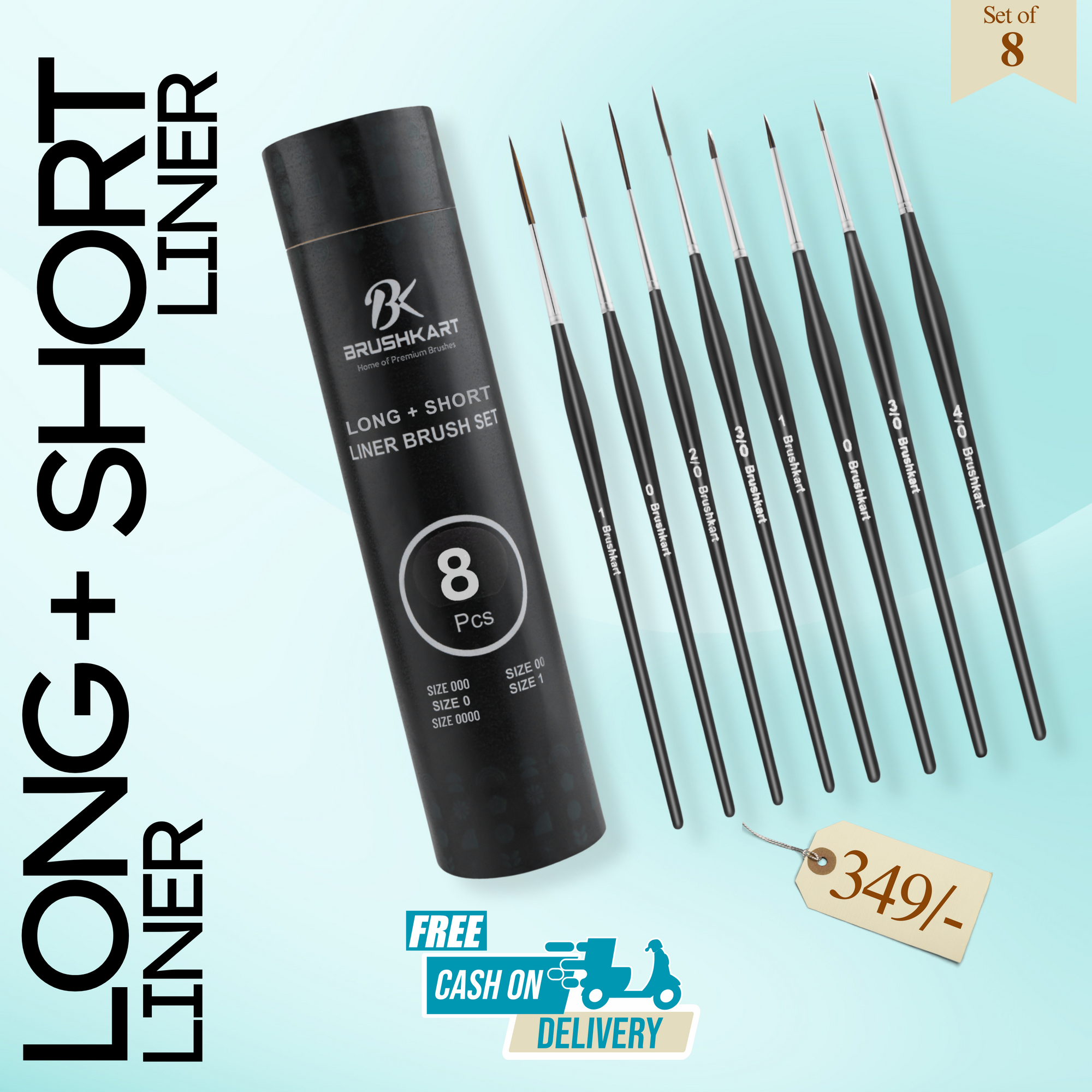 Long+Short LINER PRECISION Brushes Set of 8
