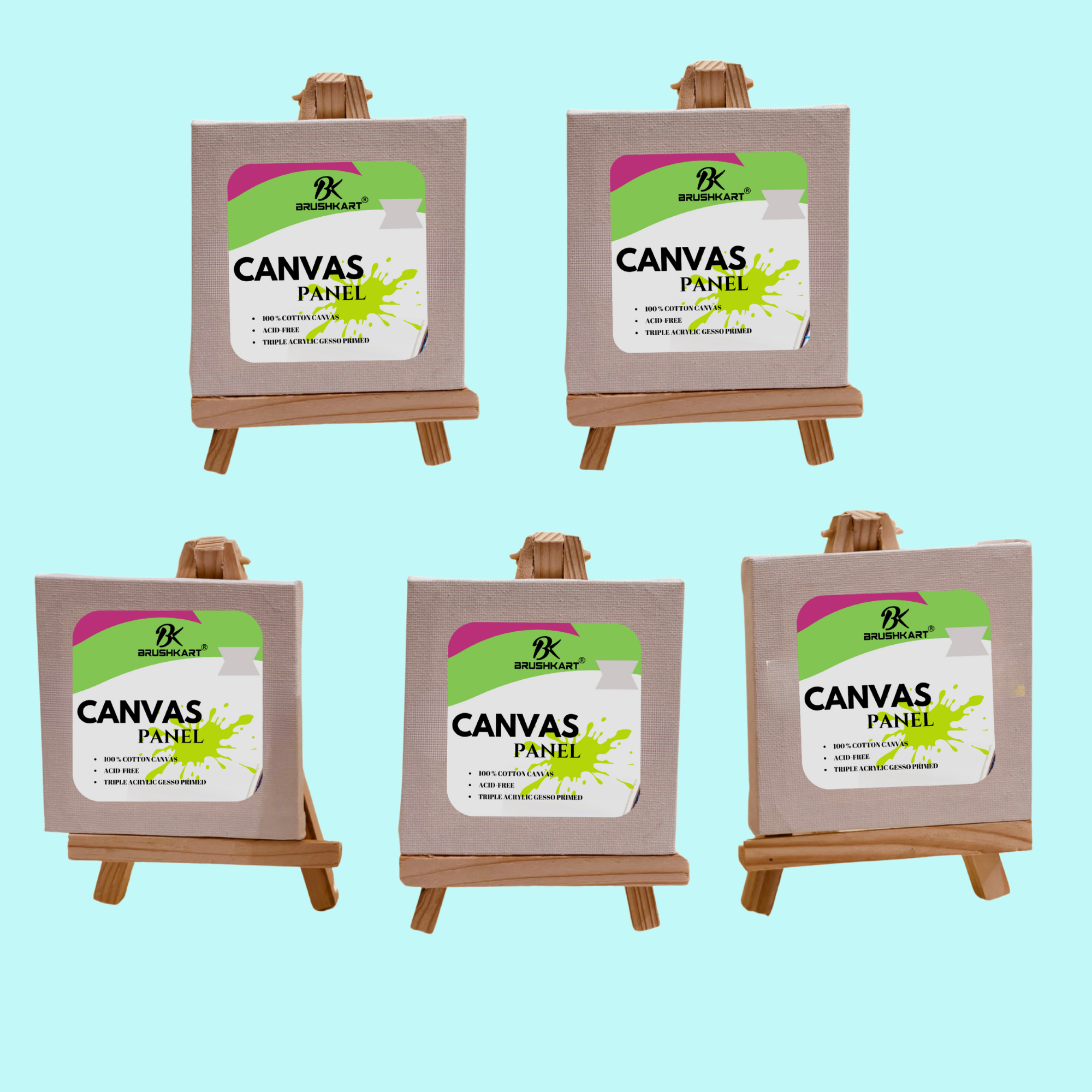 Mini Easel with Canvas Combo Pack of 5 for Painting, Decoration, Table top
