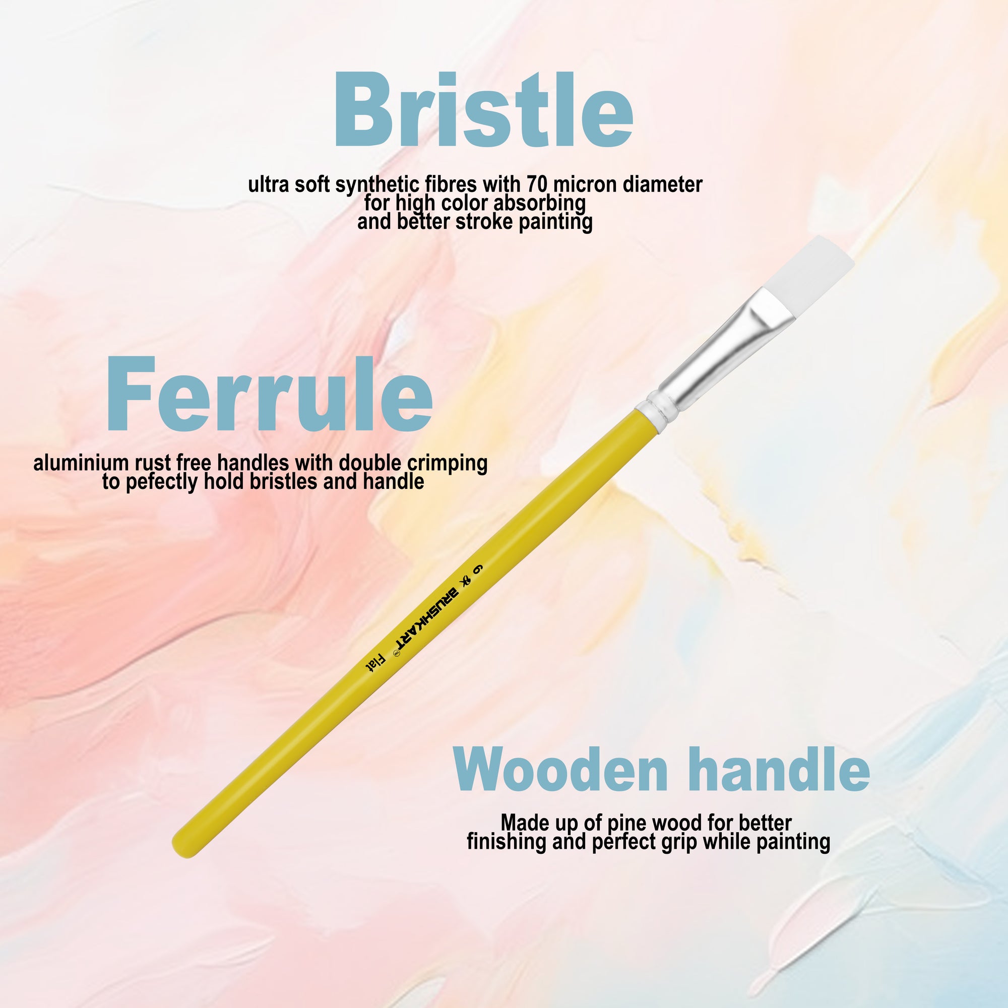 GENZ set of 7 FLAT  Premium Brushes with brush CLEANER
